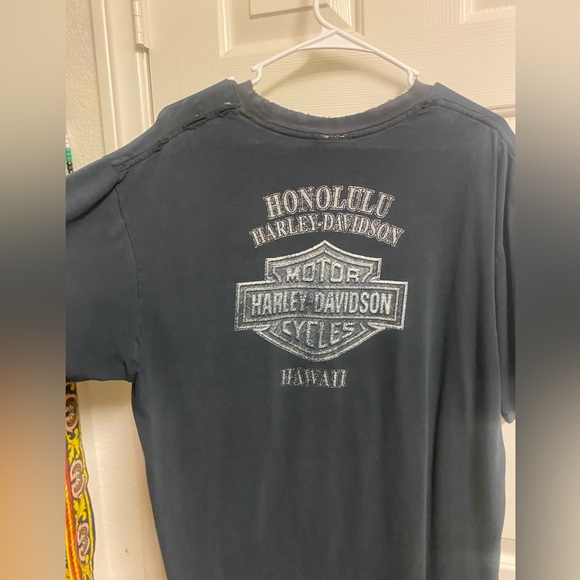Harley Davidson skull perfectly distressed thrashed tee 2005 vintage y2k - Picture 4 of 7